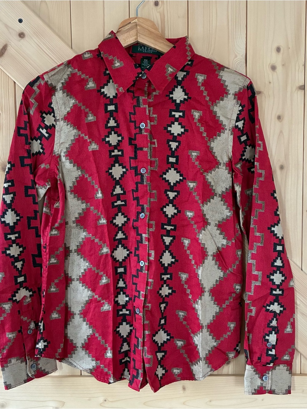 Lauren Ralph Lauren Red Geometric Button-Up Shirt